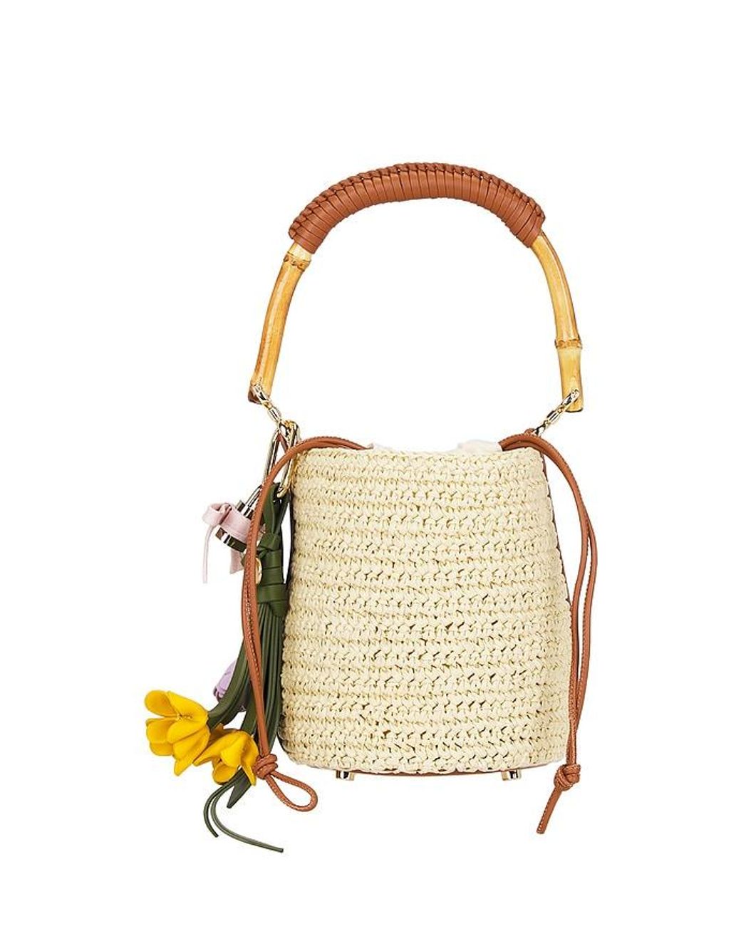 Self-Portrait Metallic Soft Raffia Bucket Bag