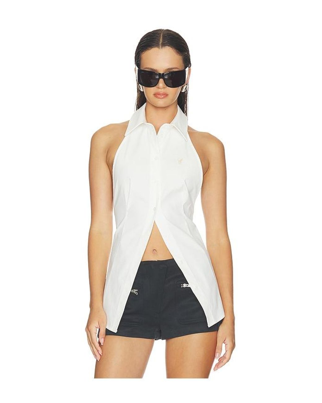 HAELO White Cinch Halter Shirt