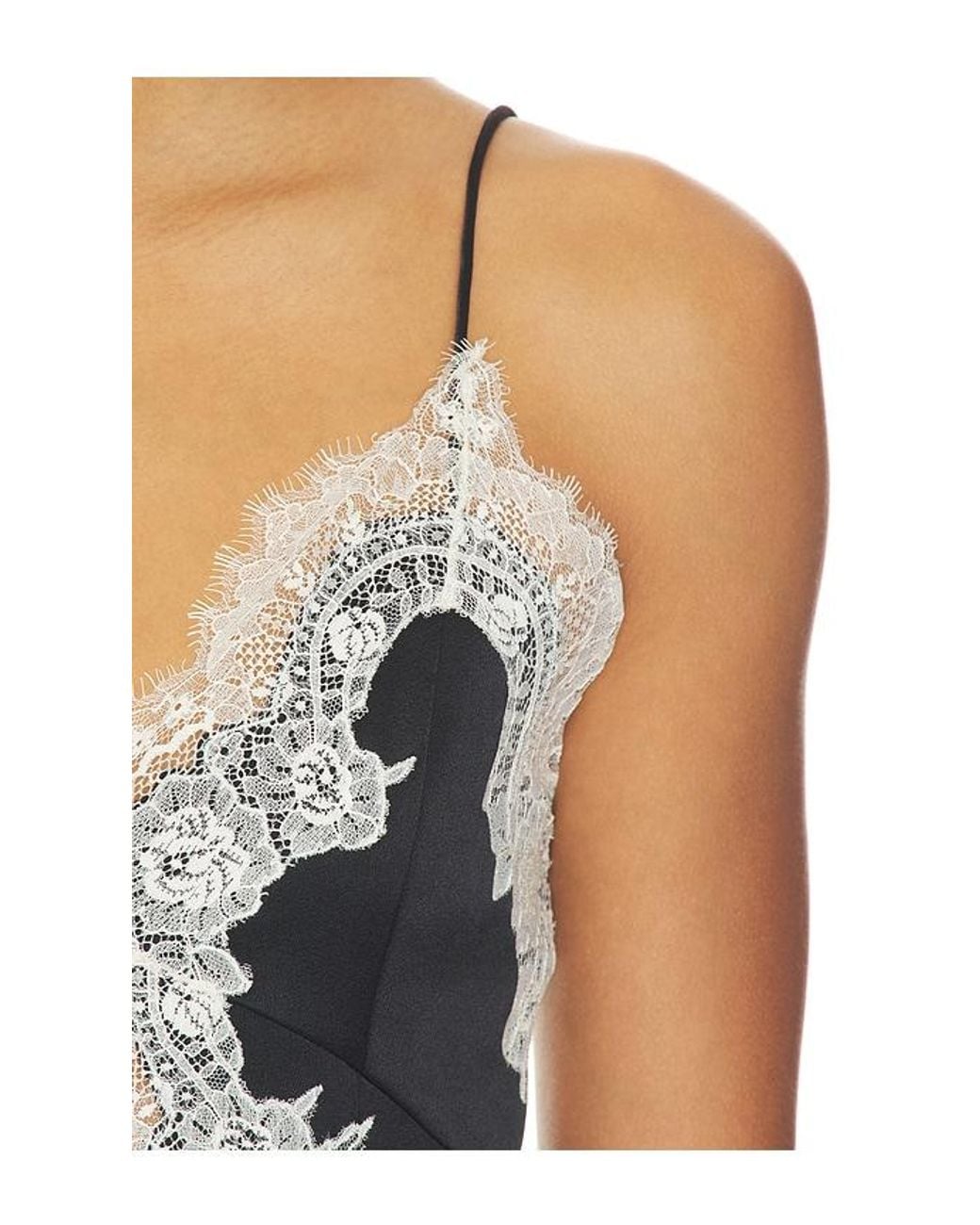 Alice + Olivia Black Julieta Cutaway Lace Slip Top