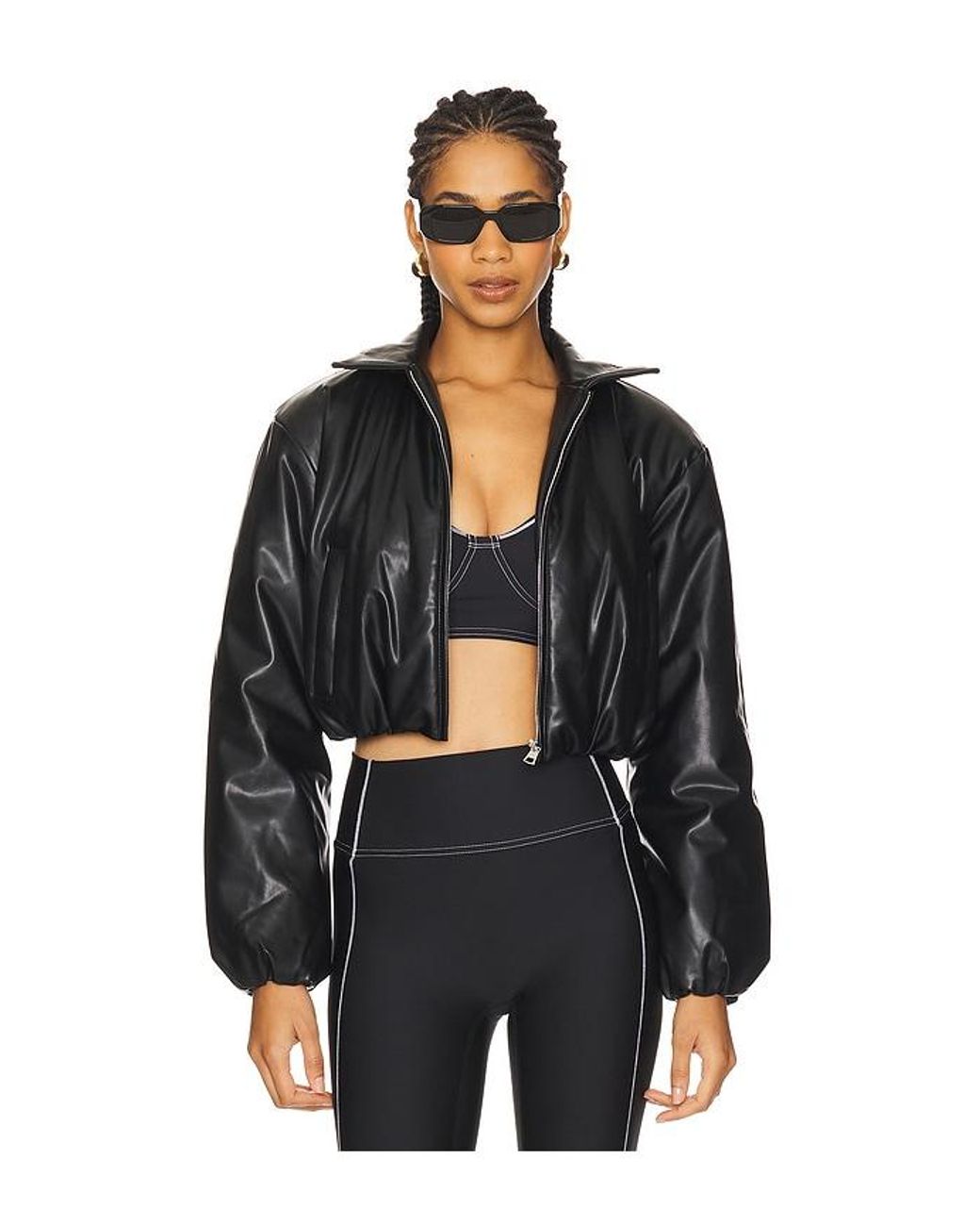 ジャケット・アウター alo Faux Leather Cropped Premier Bomber alo-yoga-Black-Faux-Leather-