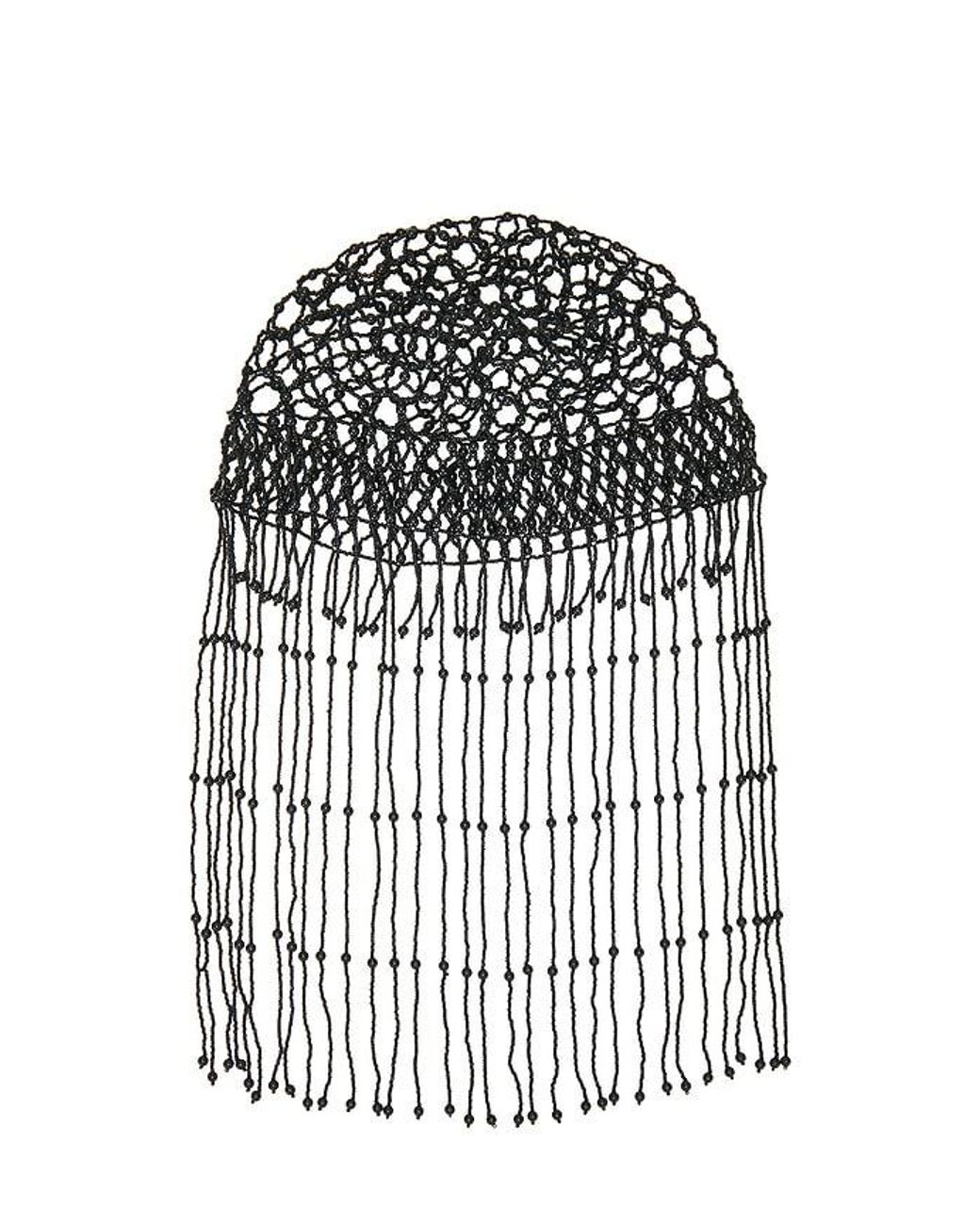 Lovers + Friends Black Liza Beaded Hat