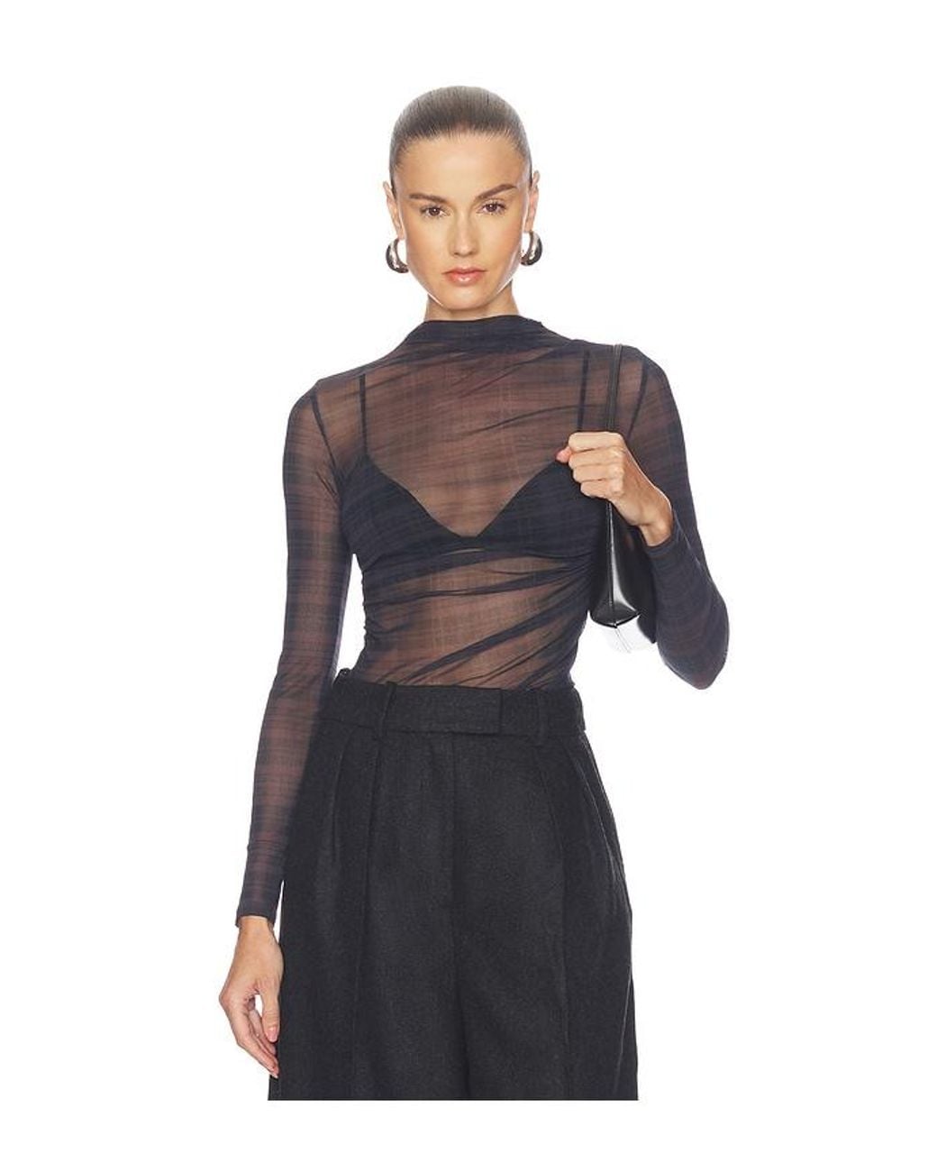 Enza Costa Multicolor Mesh Longsleeve Twist Top