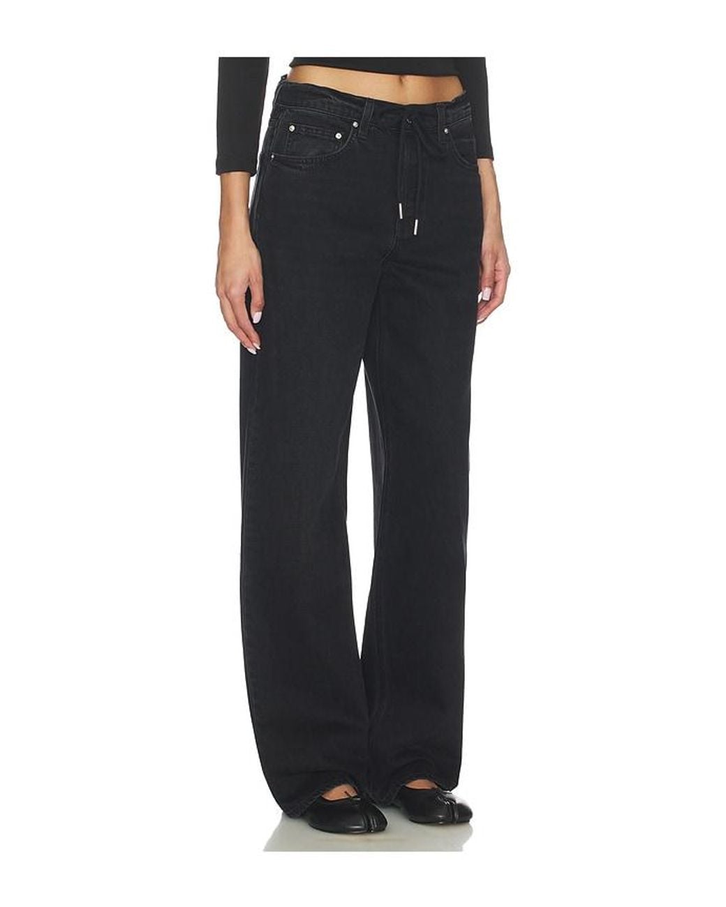 GRLFRND Black Bella Low Rise Boyfriend Drawstring