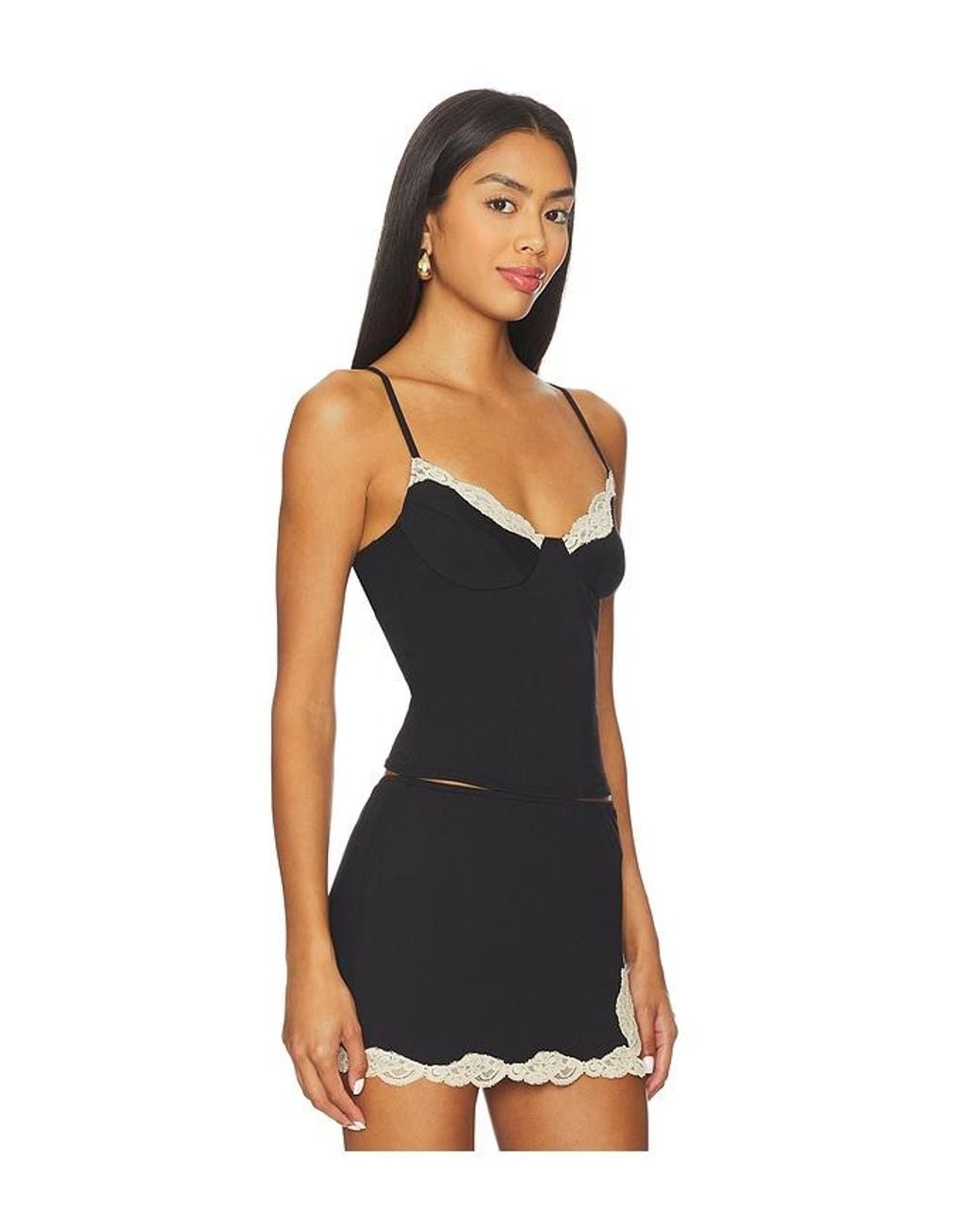Only Hearts Black Delicious With Lace Rose Underwire Cami