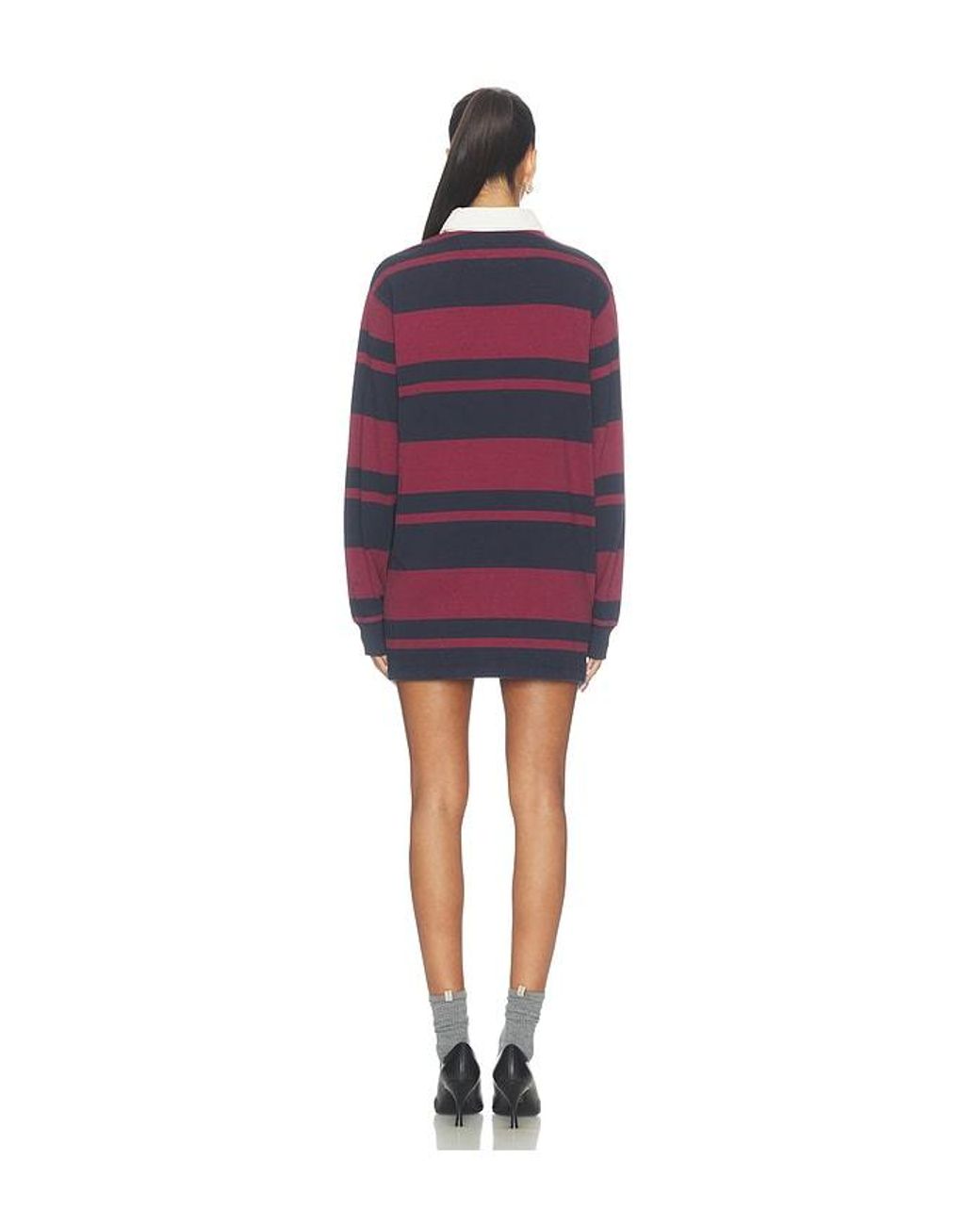 GOOD AMERICAN Red The Knit Rugby Mini Dress