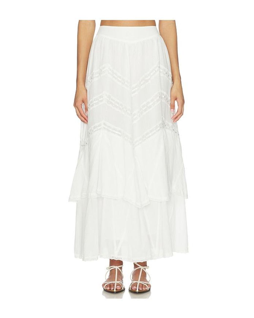 For Love & Lemons White Lou Maxi Skirt