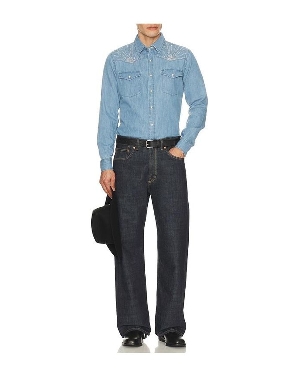 Austin Post Blue Studded Daybreak Shirt for men