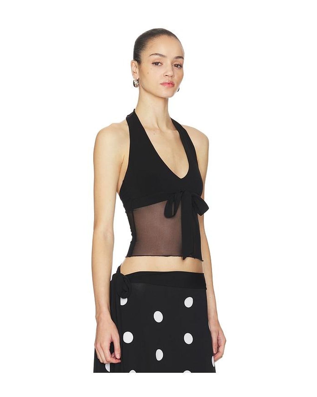 Frankie's Bikinis Black May Mesh Halter Top