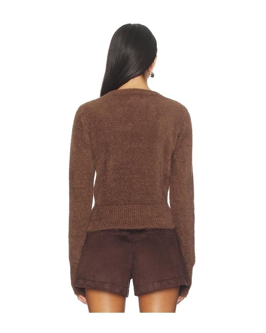 SNDY'S Brown Kailey Fluffy Knit Cardigan