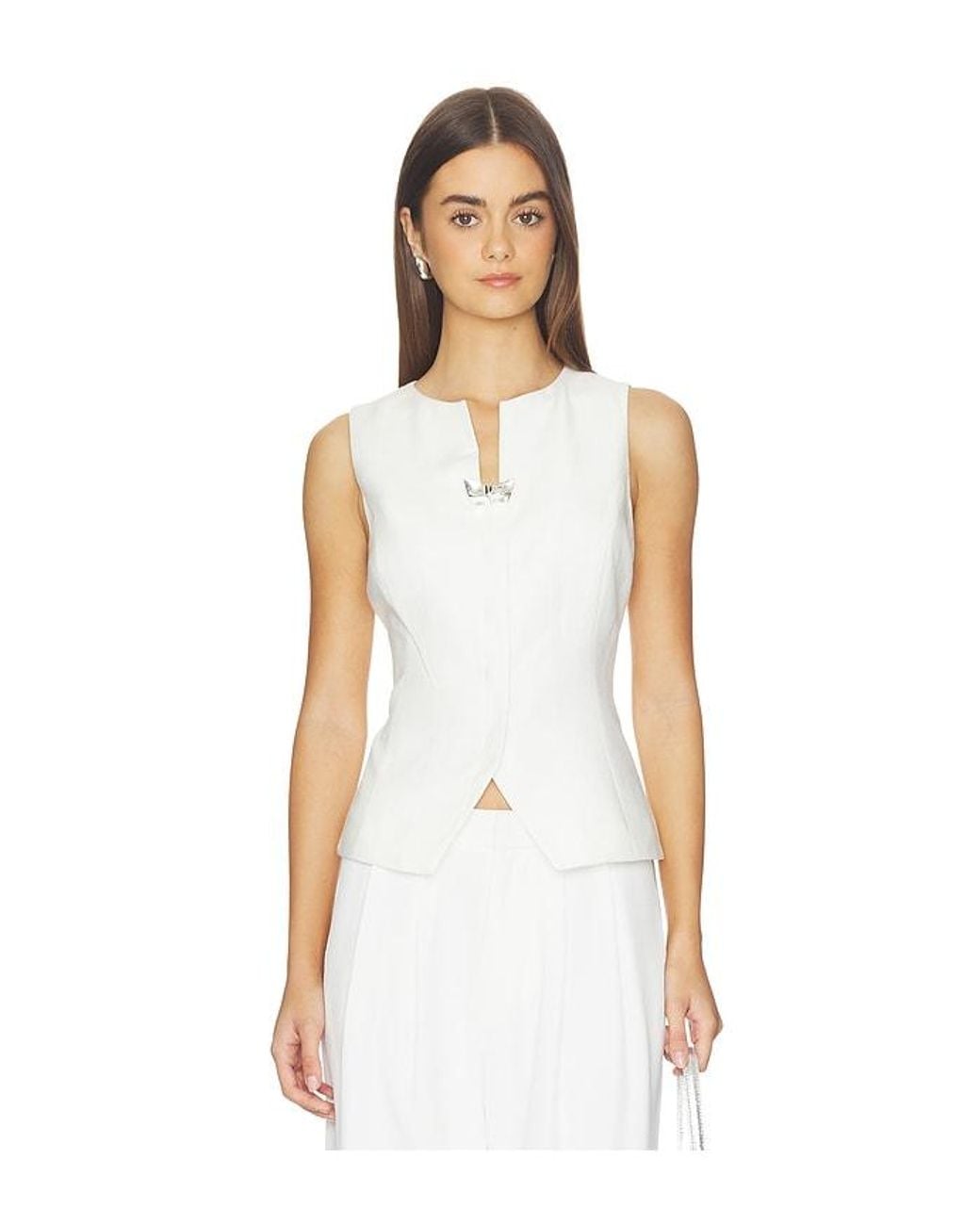 Kate Barton White Linen Blend Summer Suit Vest