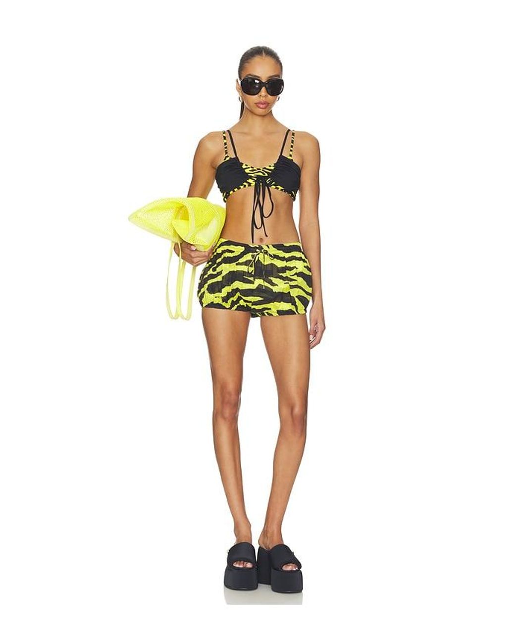The Attico Green Zebra Mini Short