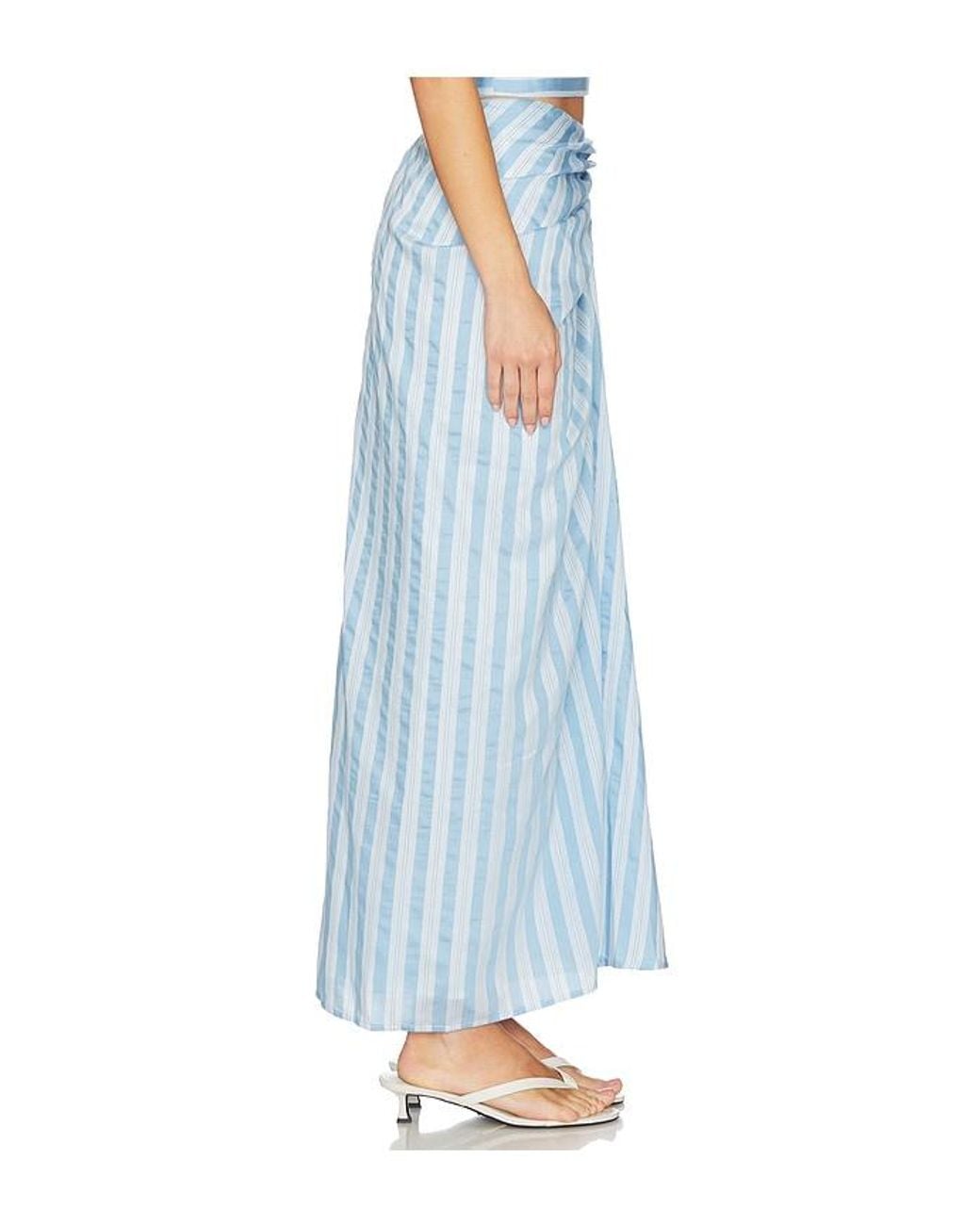 Jonathan Simkhai Blue Liorra Yarn-Dye Draped Skirt