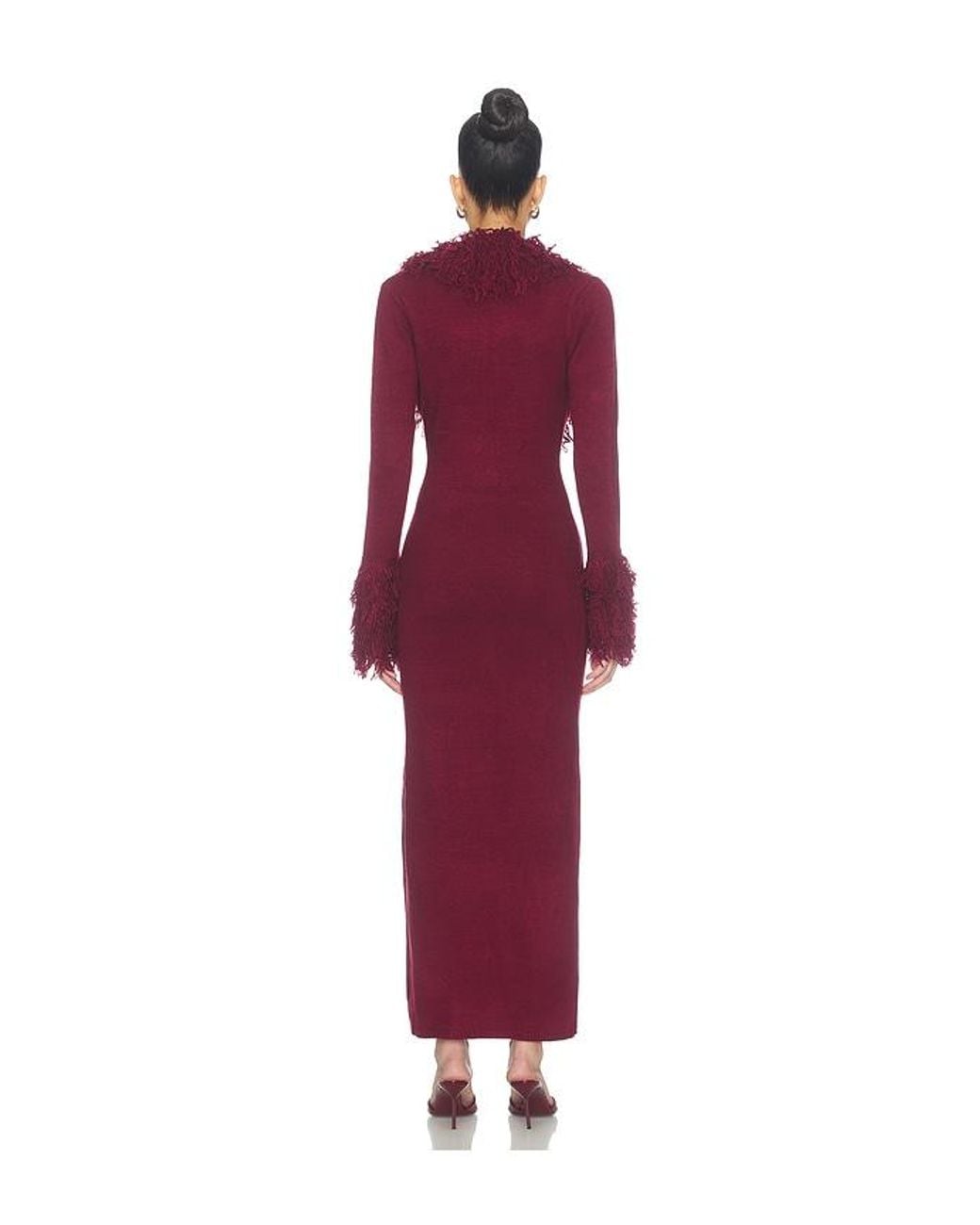 superdown Red Elisa Shaggy Knit Maxi Dress