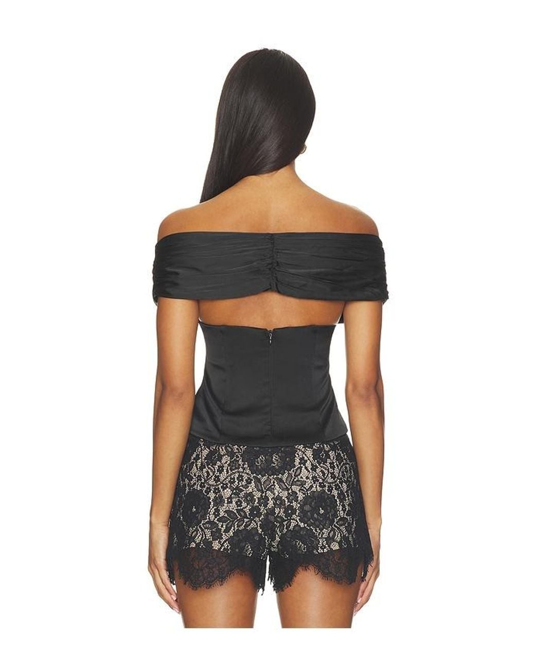MORE TO COME Black Leanie Corset Top