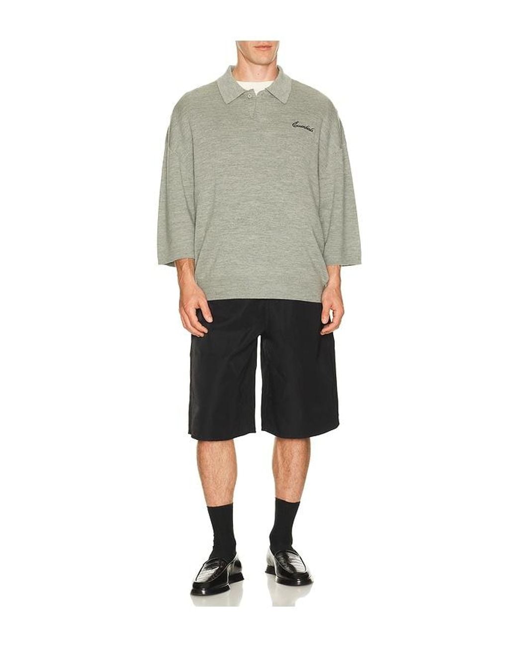 Fear Of God Gray Signature 3/4 Sleeve 90's Knit Polo for men