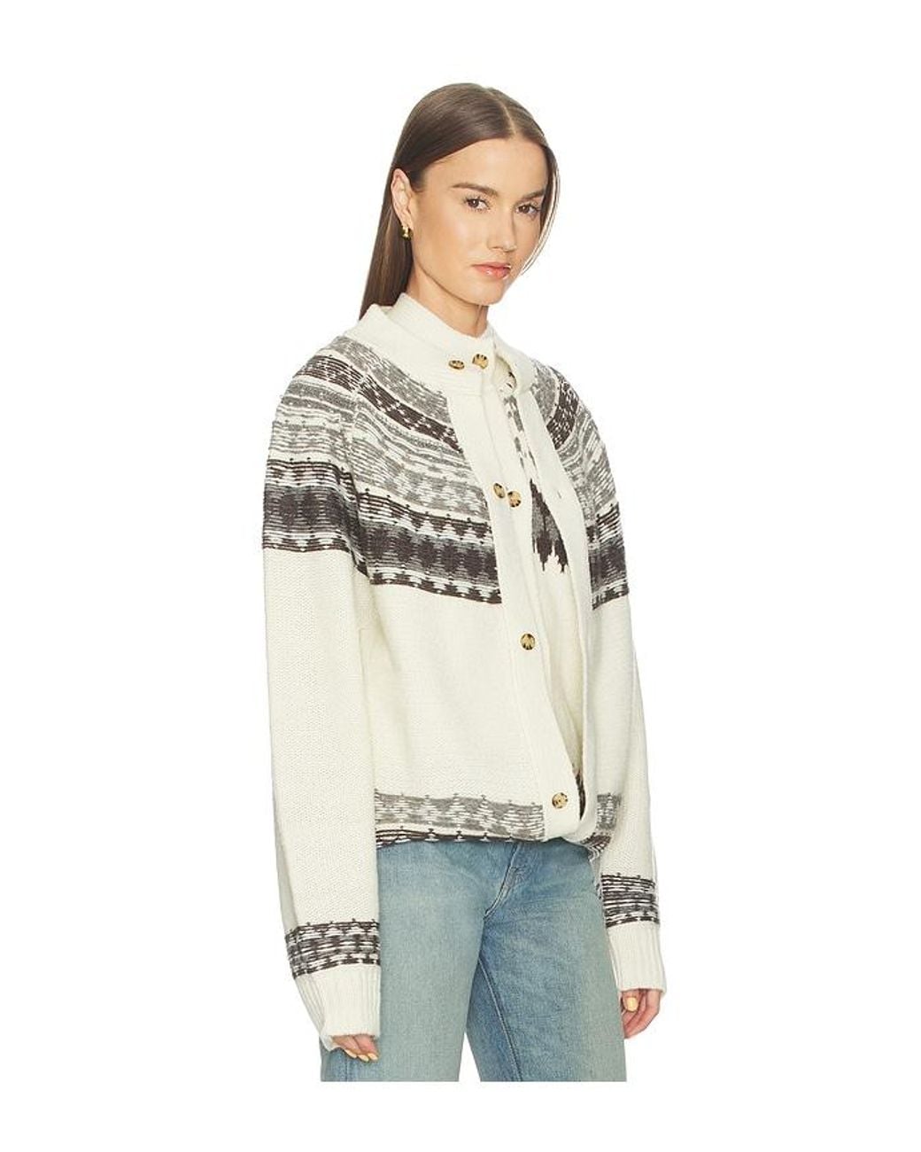 Monse Natural Fold-Up Fair Isle Cardigan