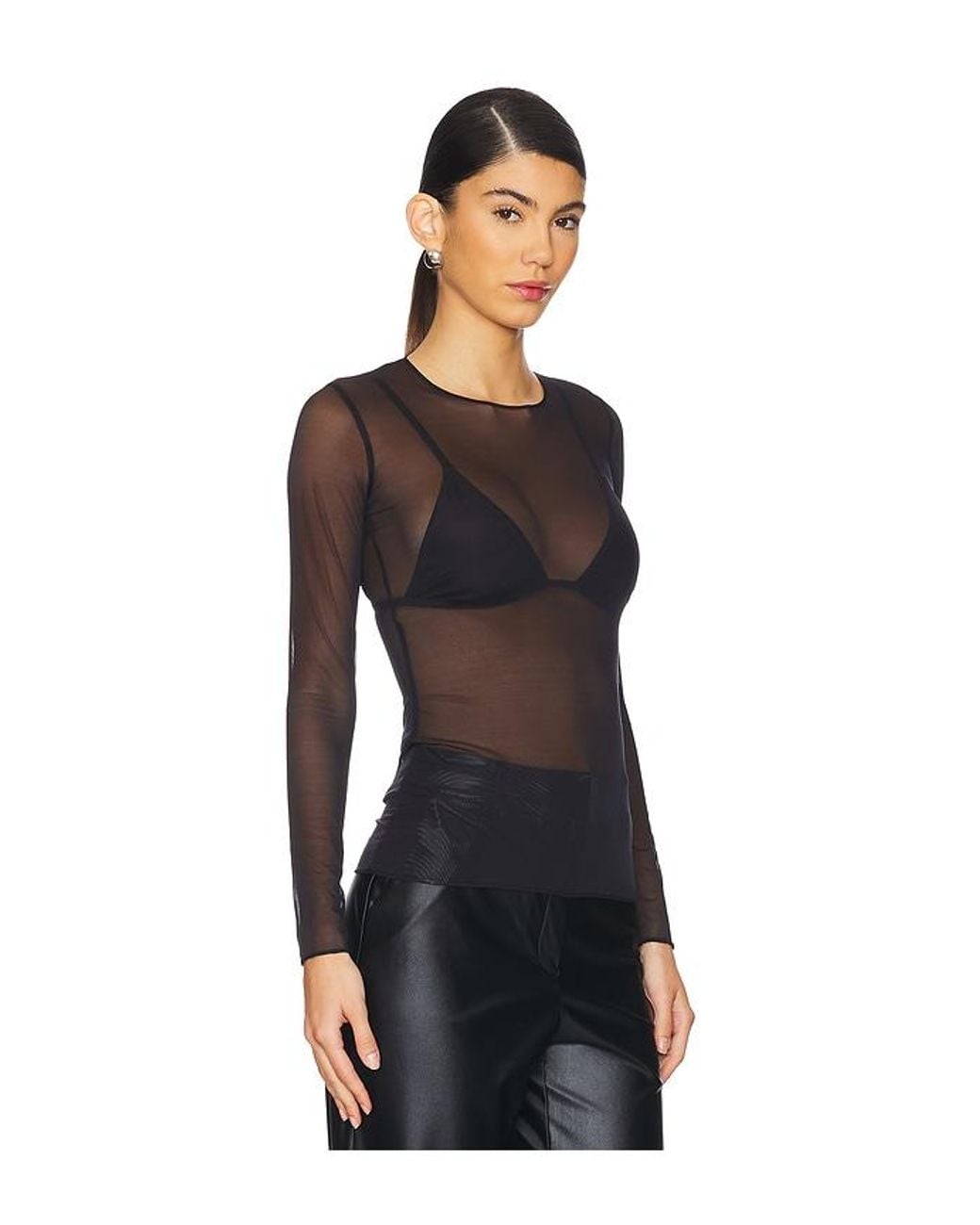 Camiseta Manga Larga Chic Mesh En Color Negro Talla (También En M/L) Commando de color Black
