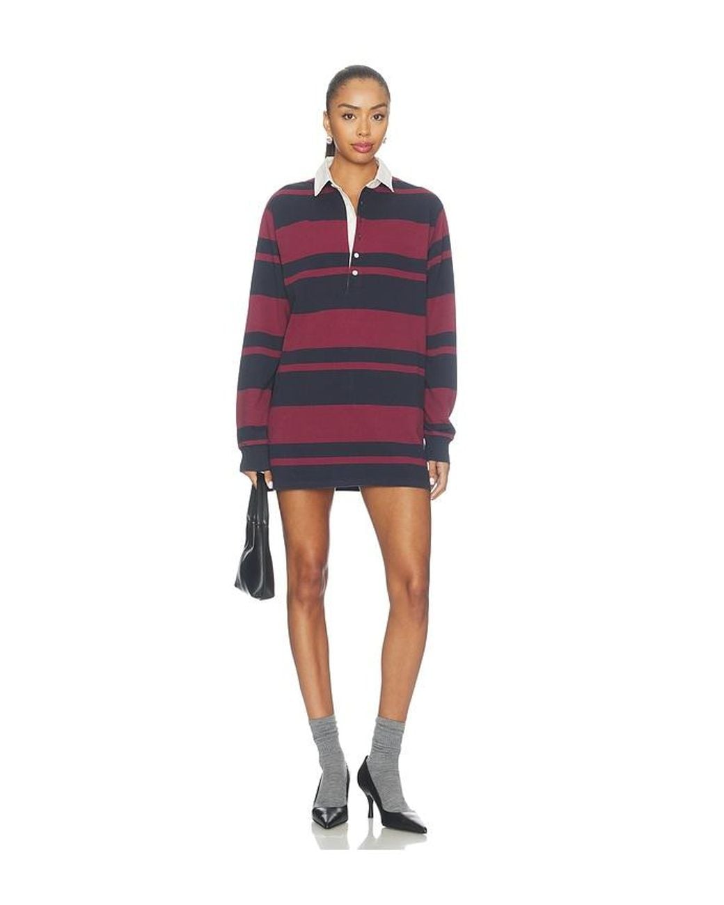 GOOD AMERICAN Red The Knit Rugby Mini Dress
