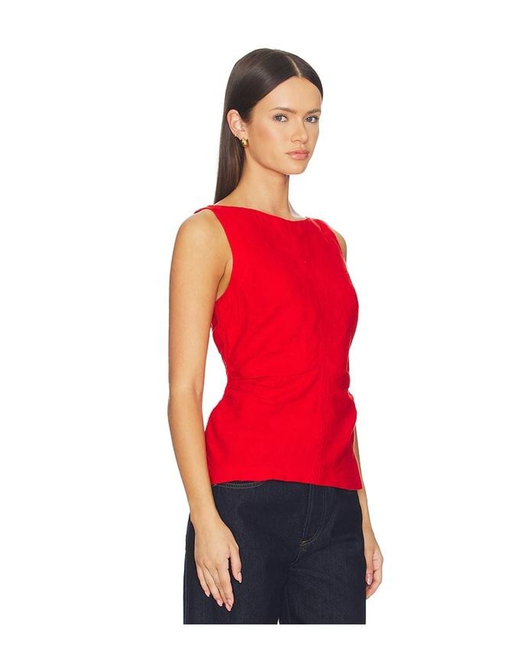 Madewell Red Addison Linen Top