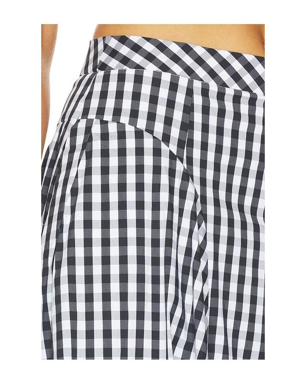 MILLY Black Robin Gingham Midi Skirt