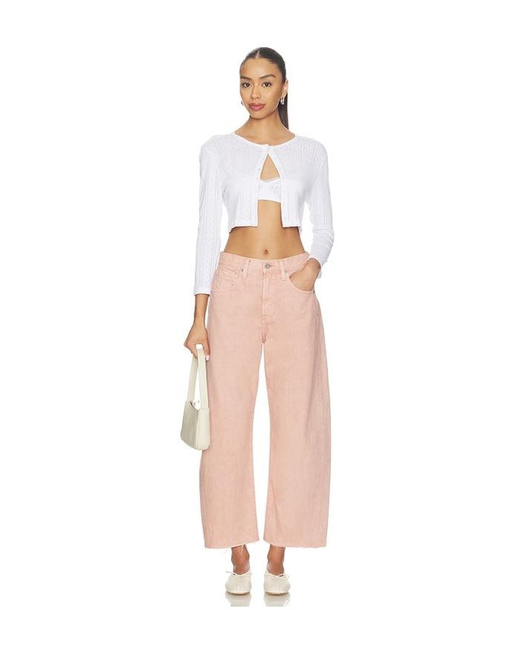 AG Jeans Pink Hattie Crop Straight Leg Jeans