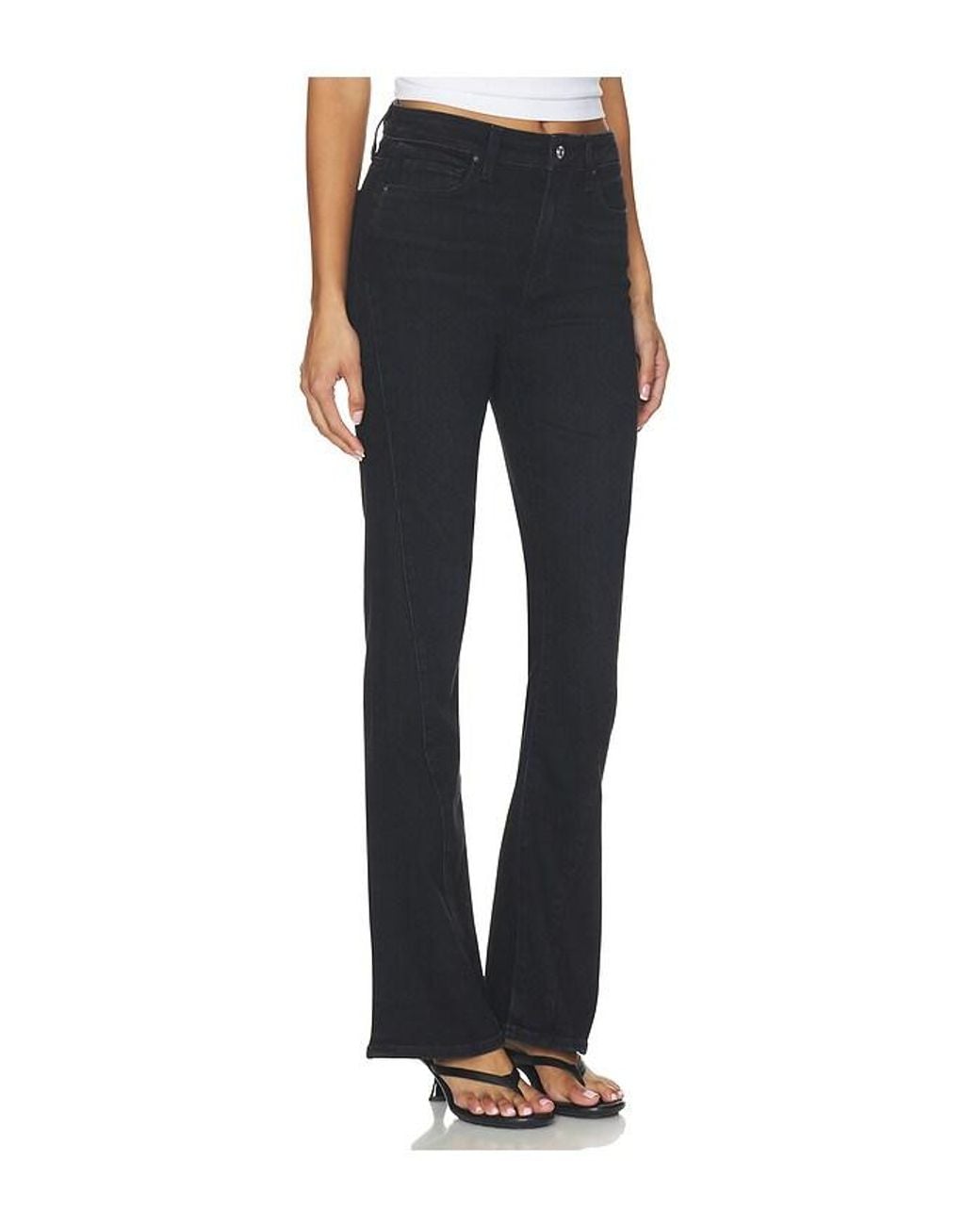 PAIGE Black High Rise Laurel Canyon With Twisted Seam Bootcut Jeans
