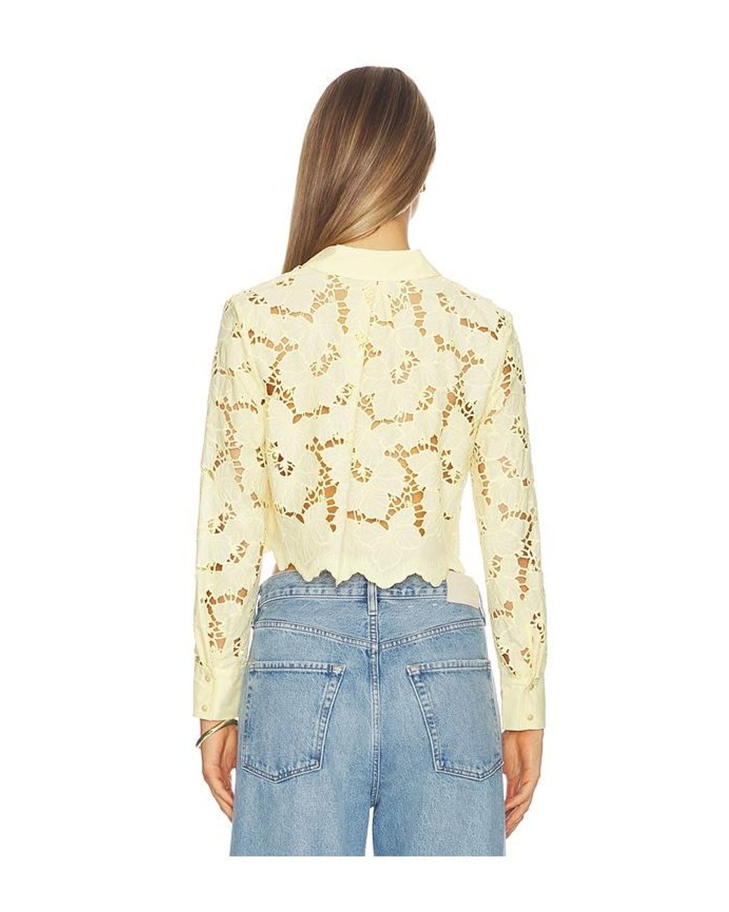L'Agence Blue 'Agence Seychelle Cropped Button Down Top