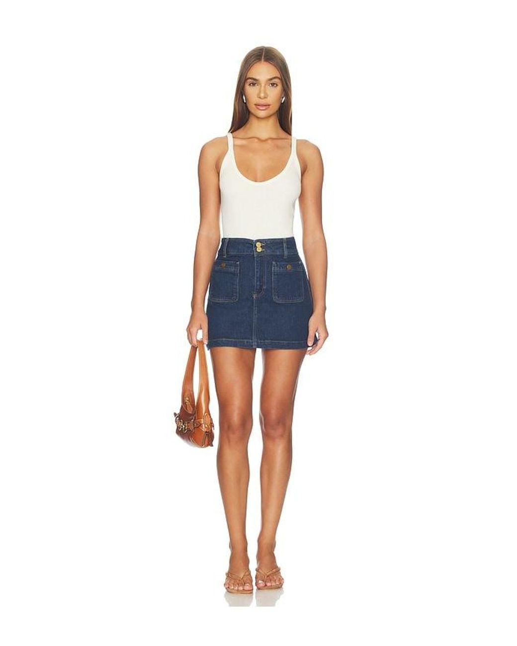 PAIGE Blue Janelle Skirt With Patch Pockets Skirt