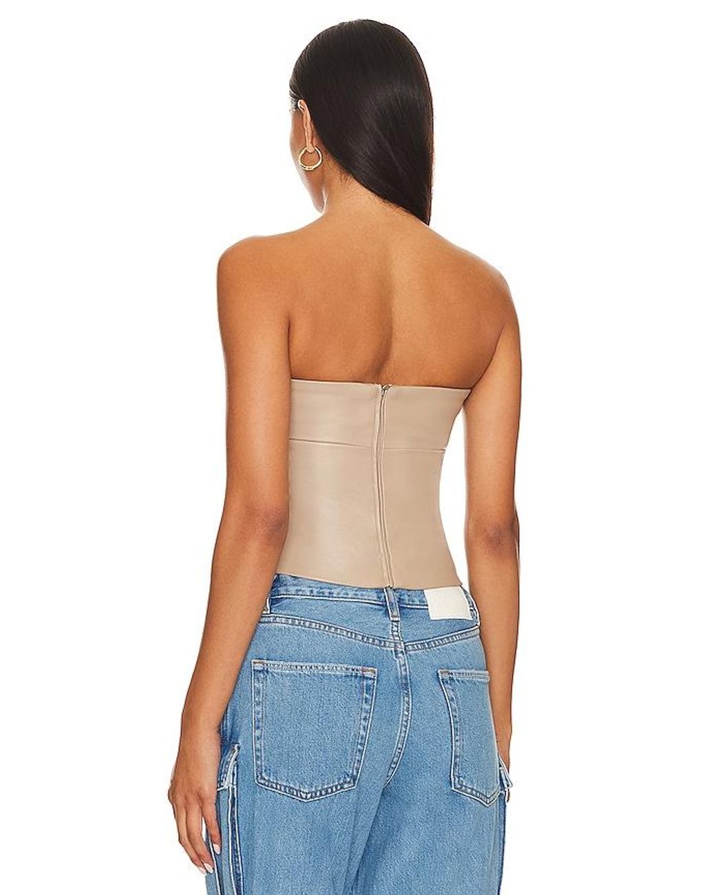 Lovers + Friends Blue Daxton Faux Leather Top