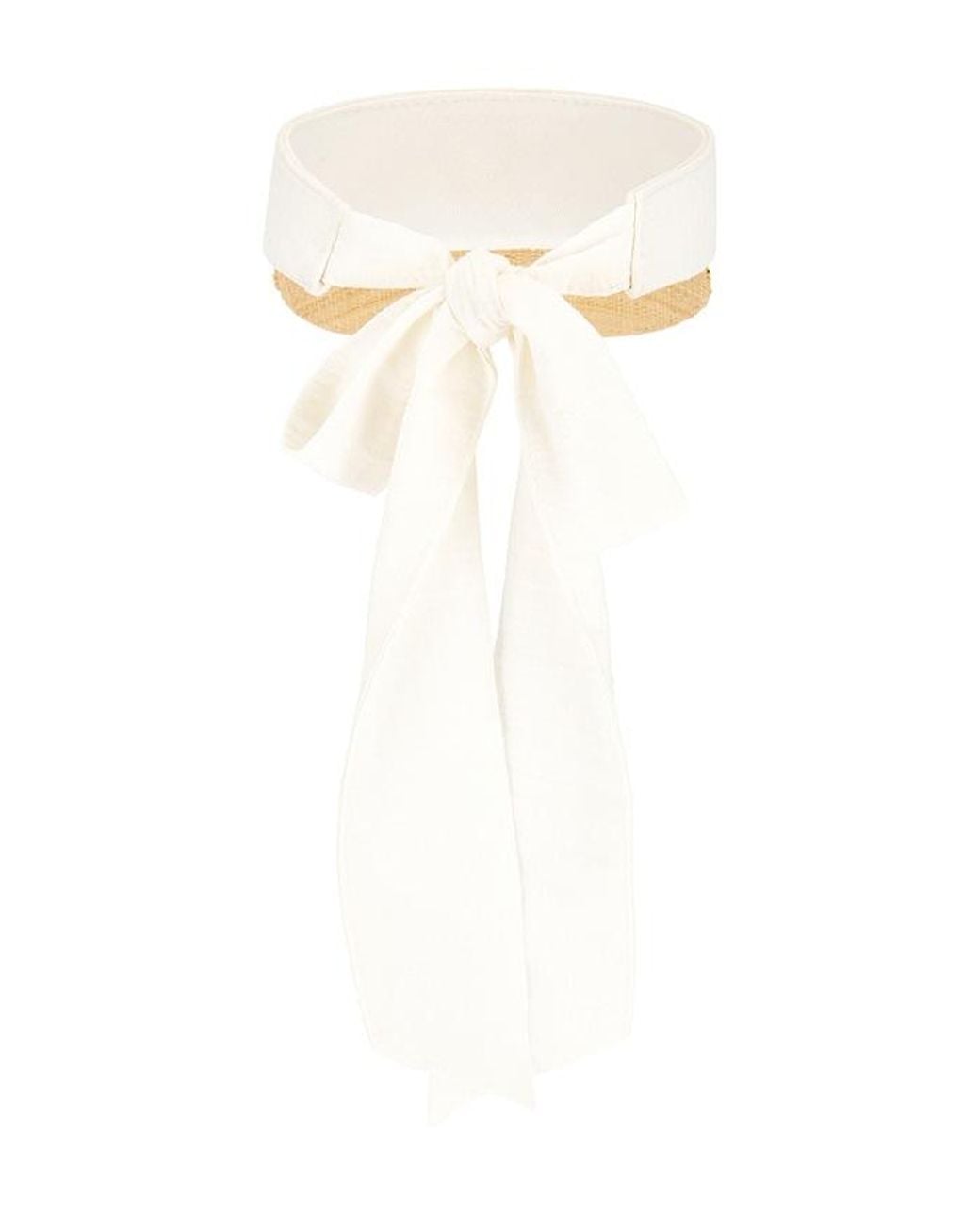 Ruslan Baginskiy White Straw Braid & Linen Visor