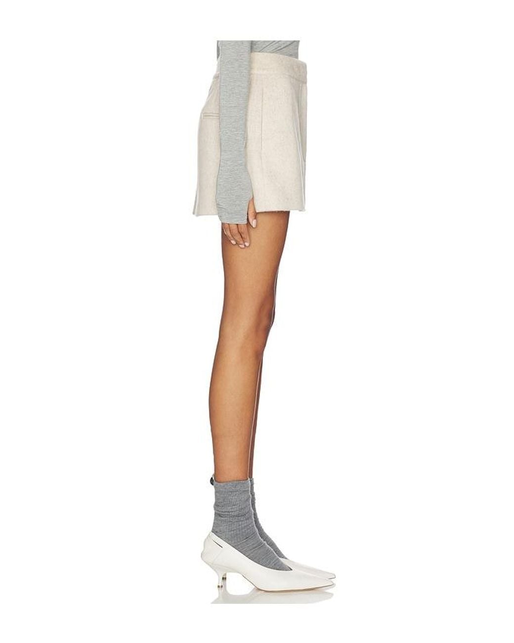 AEXAE White Cashmere Wool Blend Mini Skirt