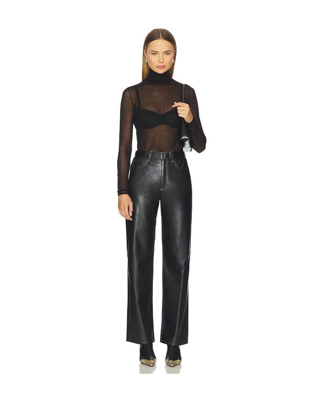 Rag & Bone Black Shea Faux Leather Straight Pant