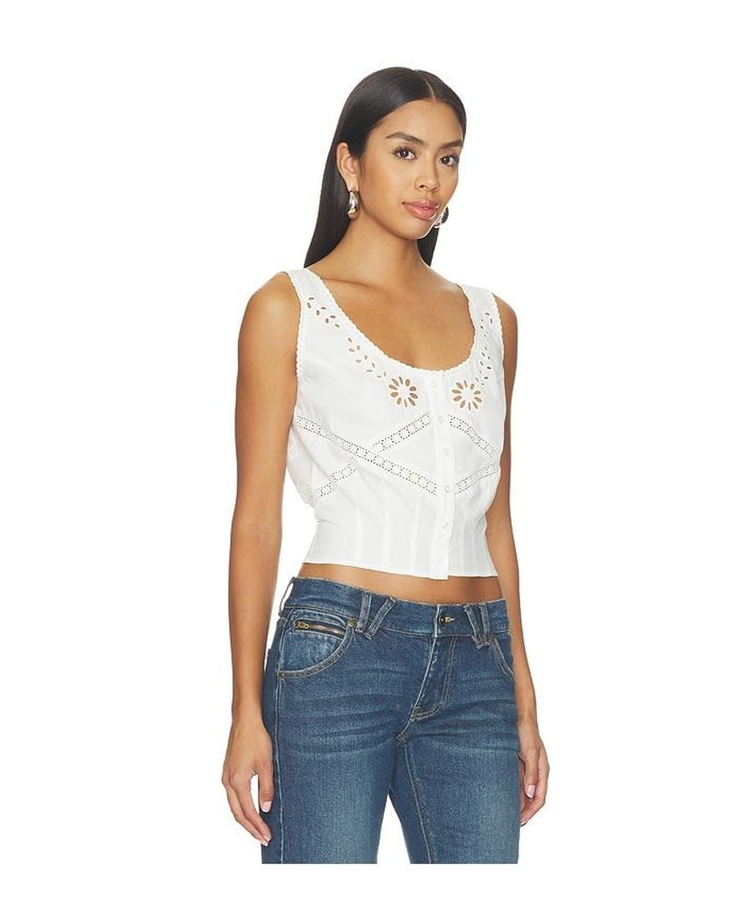 Frankie's Bikinis Blue X Devon Lee Carlson Ever Cotton Blouse