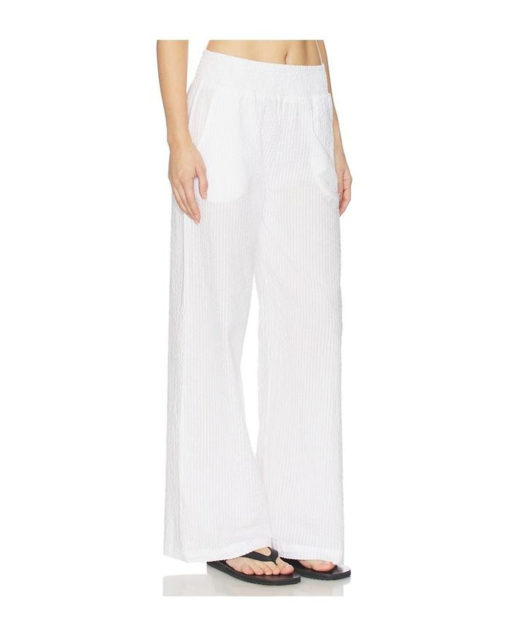 Bobi White Wide Leg Pant Smocked