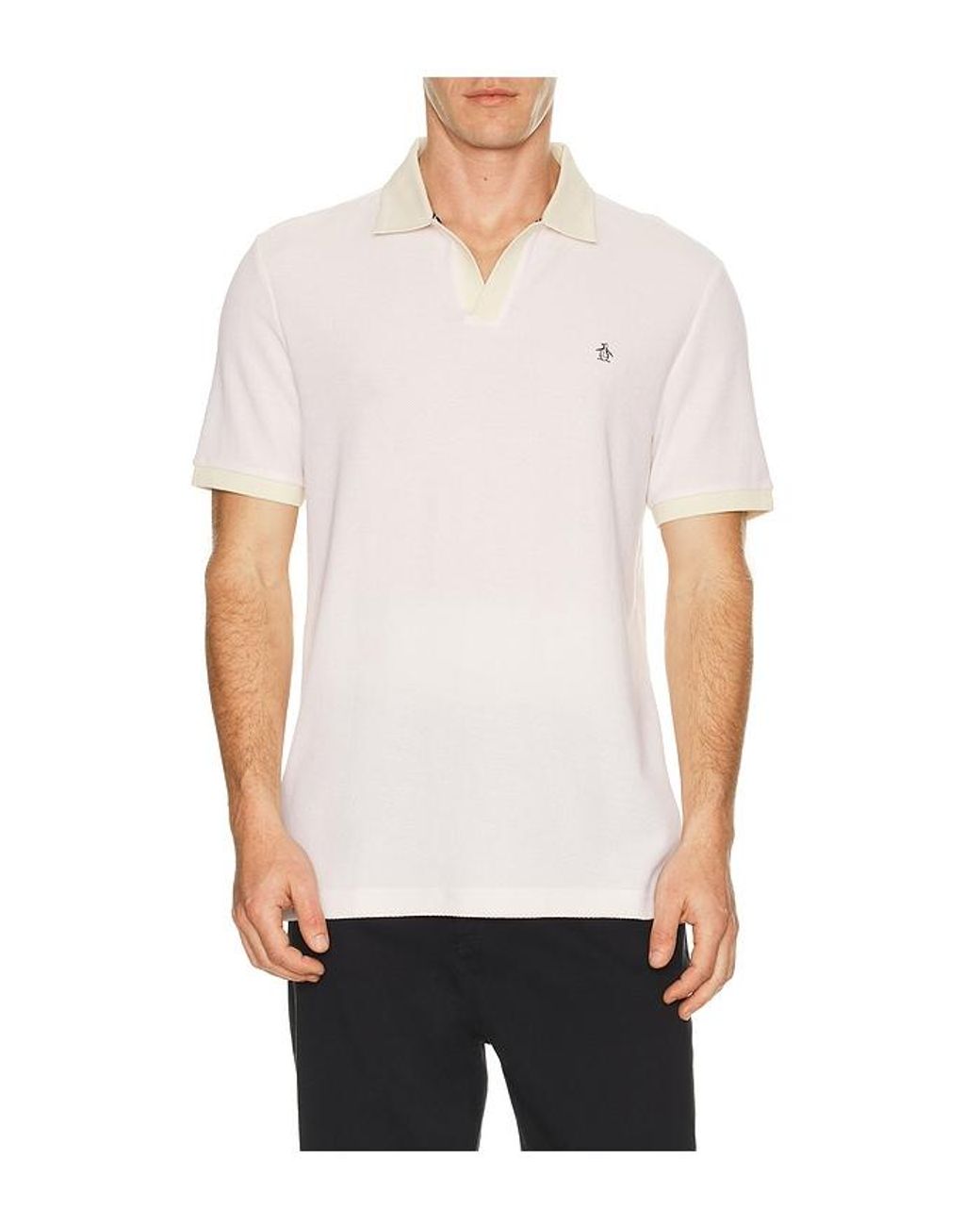 Original Penguin White Jacquard Honeycomb Polo for men