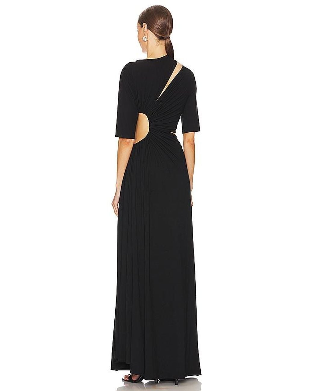 Sid Neigum Black Gathered Slit Maxi Dress