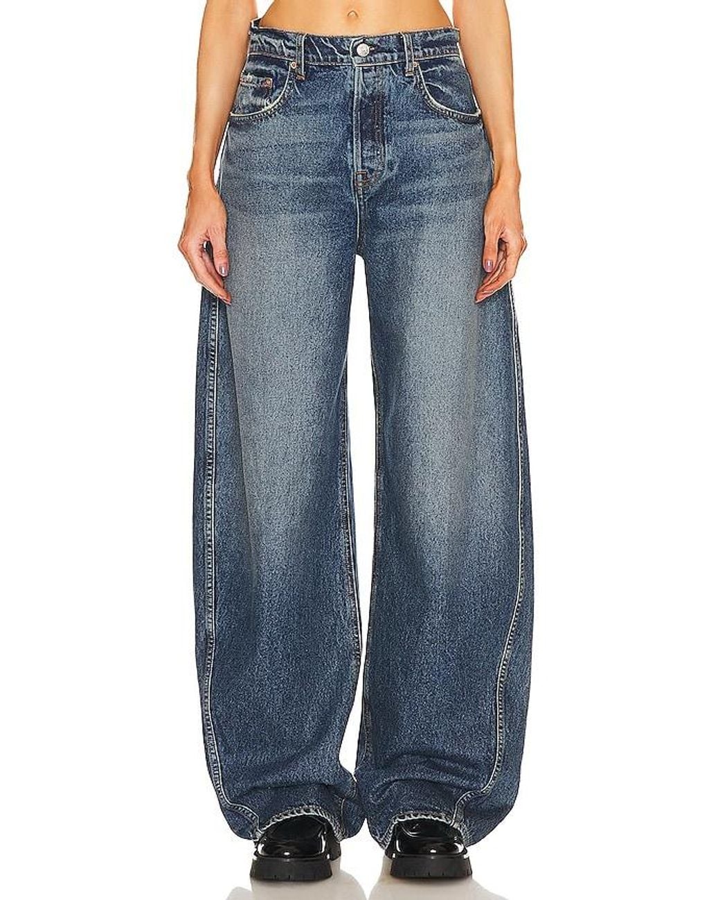GRLFRND Blue Paola Barrel Leg Jean