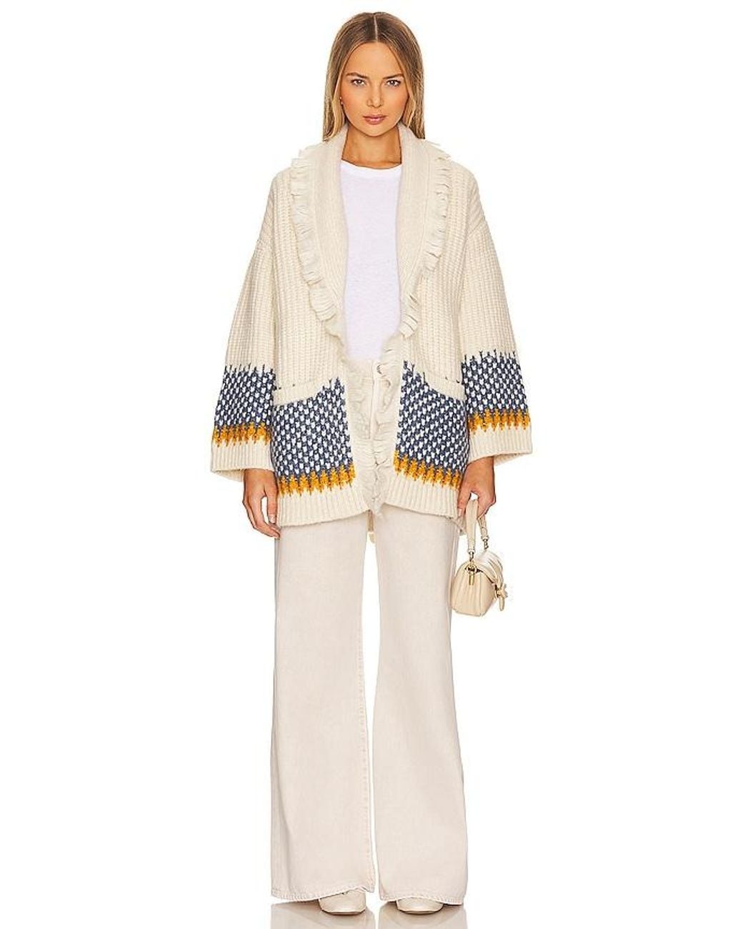 Tularosa White Malena Chunky Fairisle Cardigan
