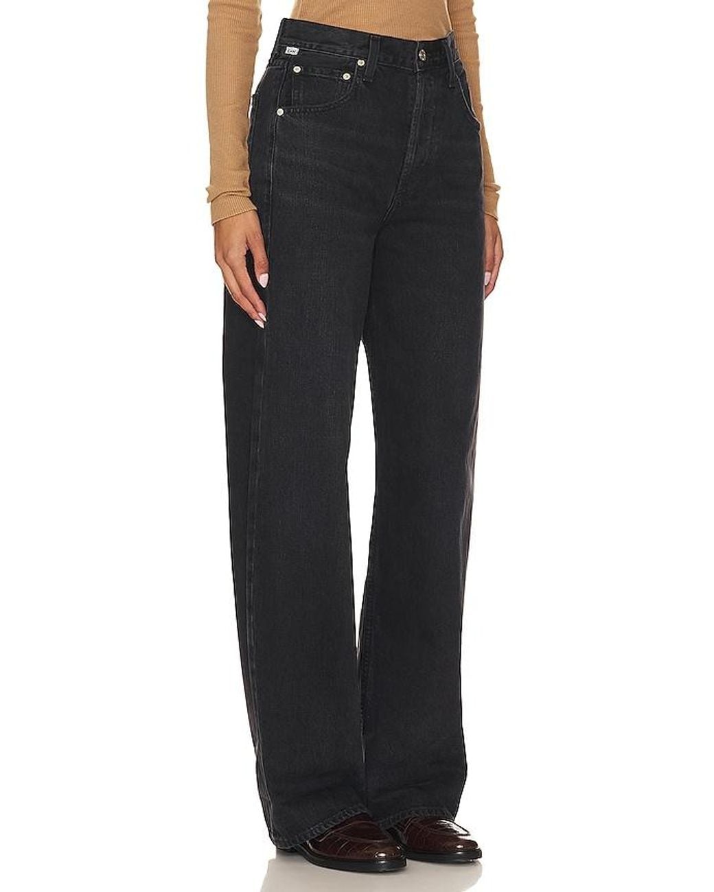 Citizens of Humanity Black Ayla Baggy Cuffed Crop Jeans