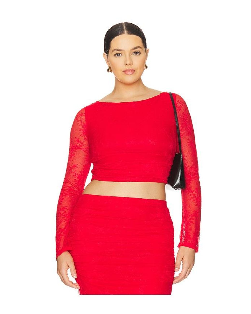 AFRM Red Noam Lace Top