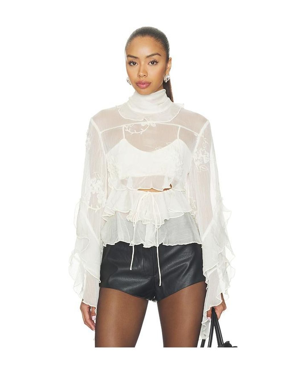 Bardot White Anyssa Ruffle Blouse