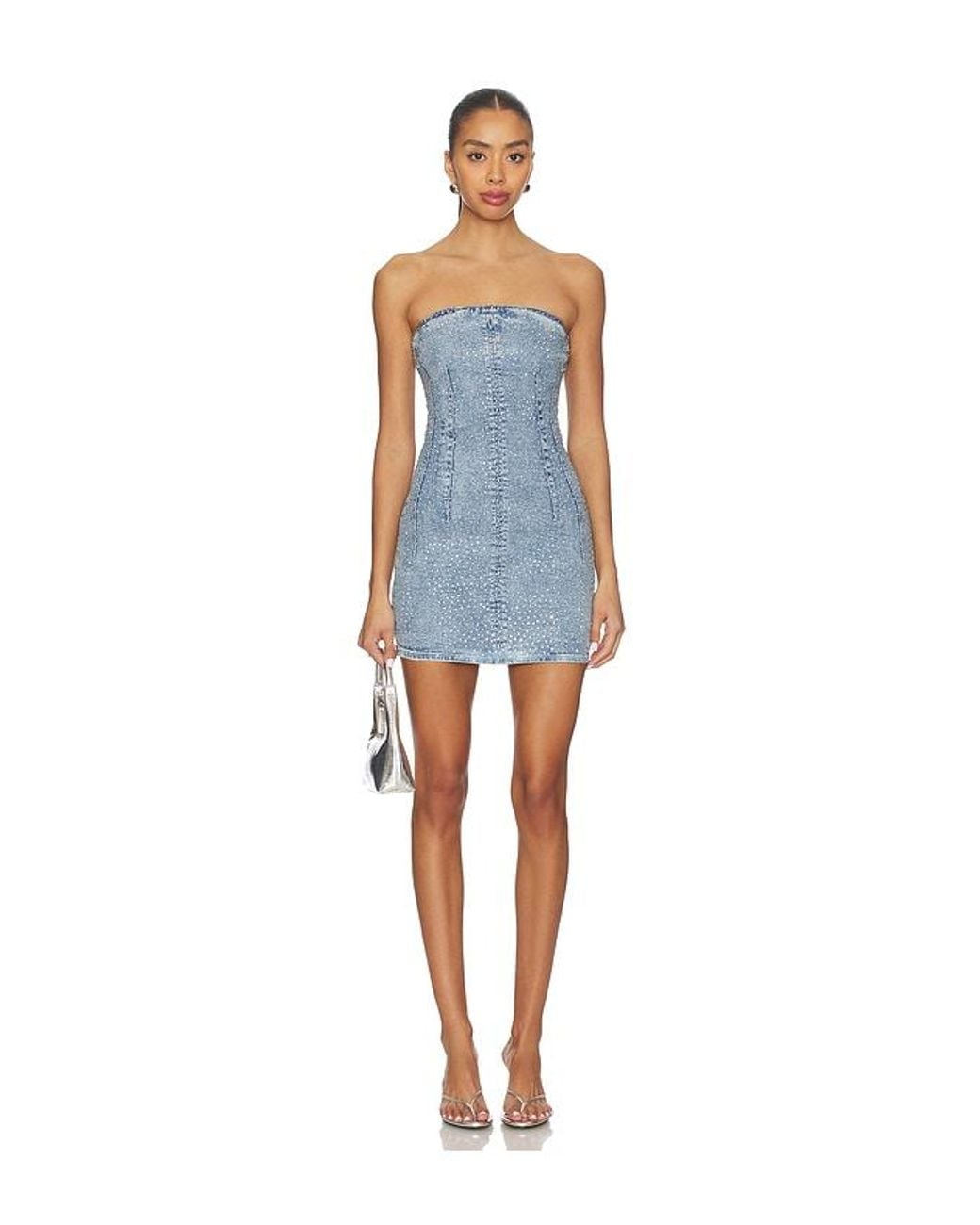 GOOD AMERICAN Blue Crystal Strapless Mini Dress