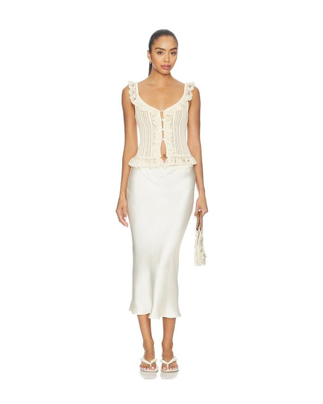 Tularosa White Leyla Pointelle Ruffle Top