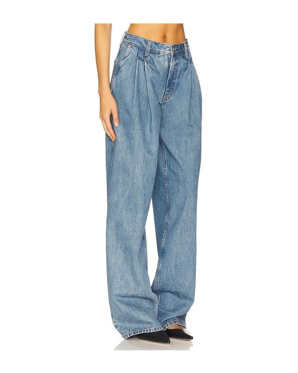 Helmut Lang Blue Hose Mit Weitem Bein Und Doppelter Falte