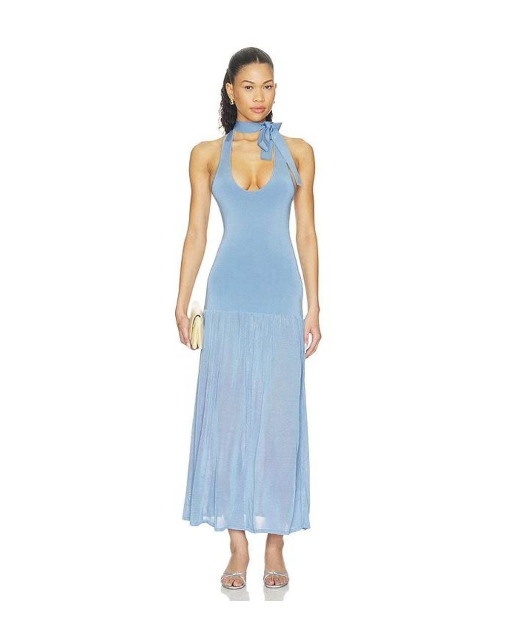 Zimmermann Blue Fairlight Tie Halter Dress