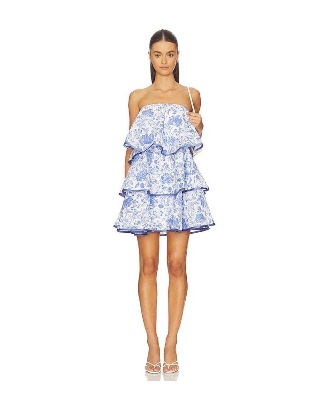 Elliatt Blue Elin Strapless Frilled Mini Dress