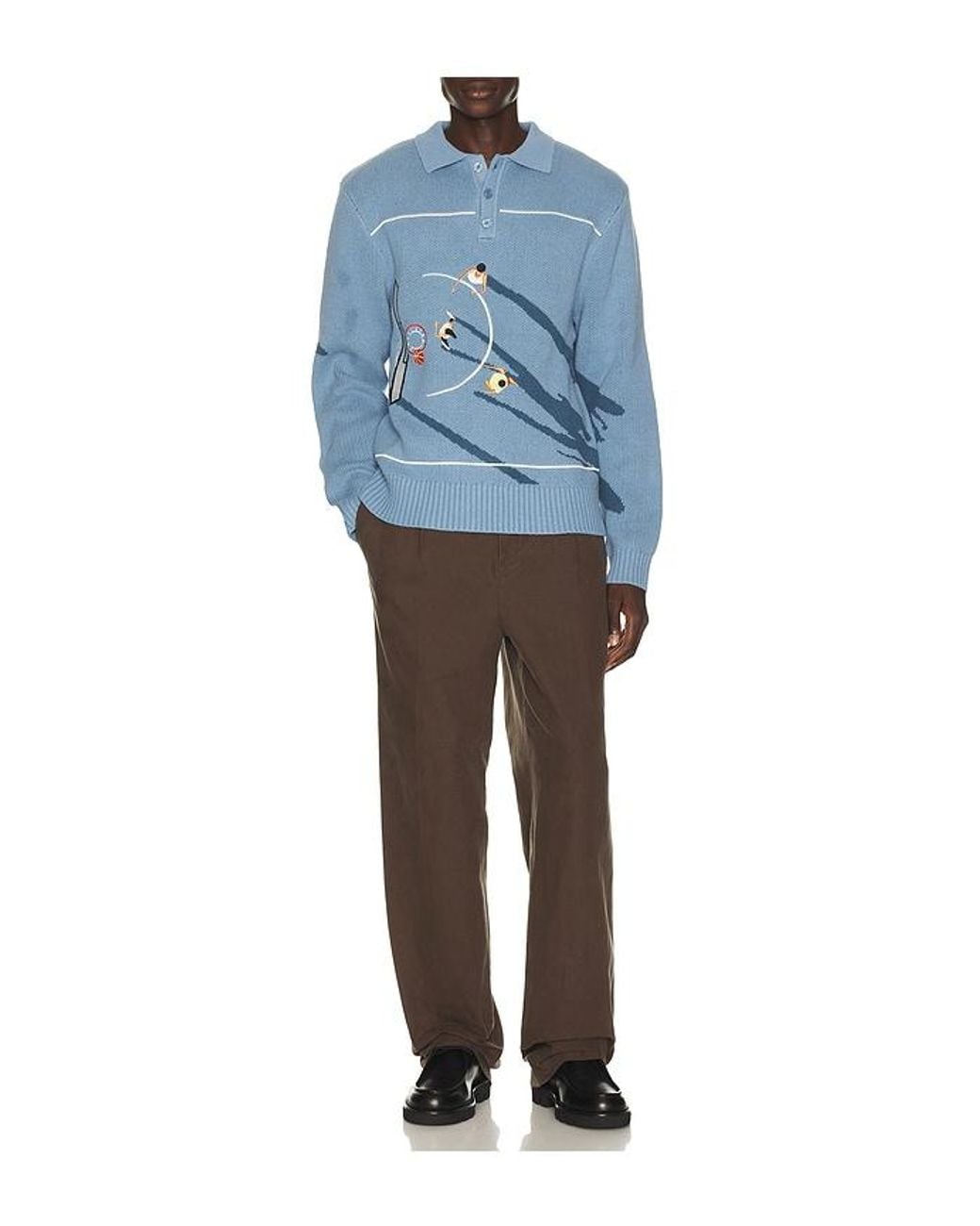 House Of Sunny Blue King Of The Court Knitted Polo for men