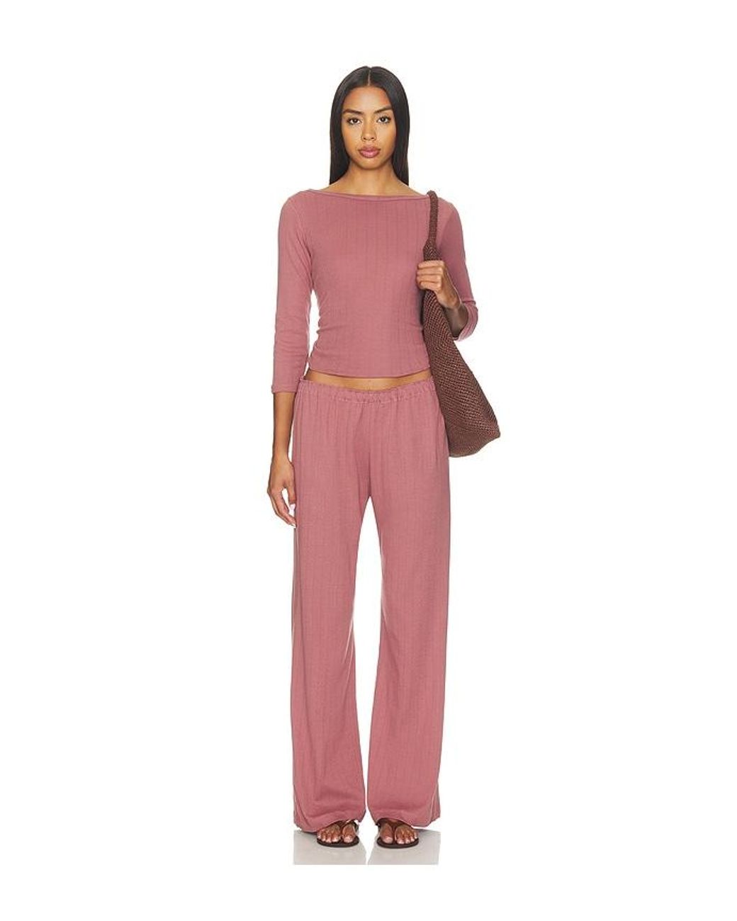 VIR VITA Pink Florence Boatneck Pointelle Top