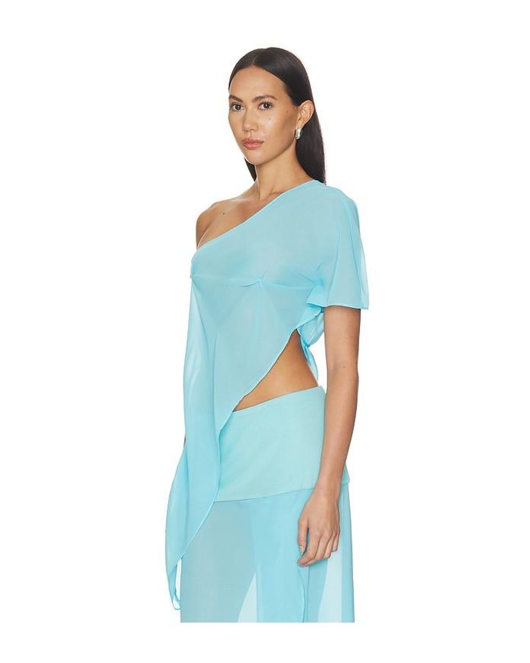 BY.DYLN Blue Marilyn Sheer Top