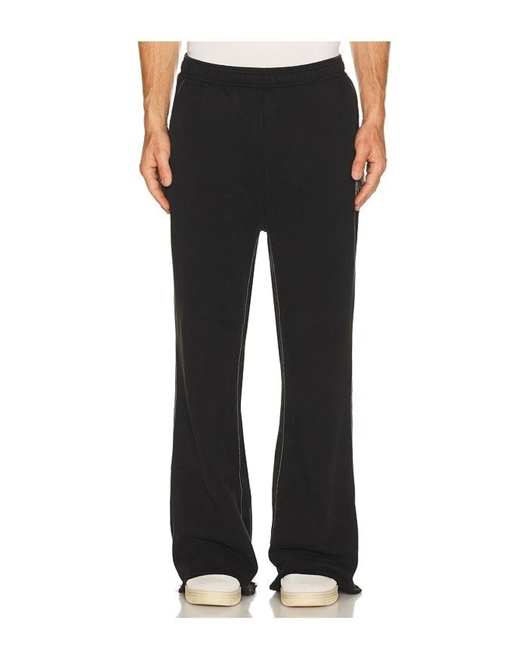 Market Black Big Stitch Open Leg Sweatpants for men